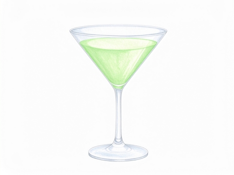 Classic color pencil illustration of a Fiery Apple cocktail