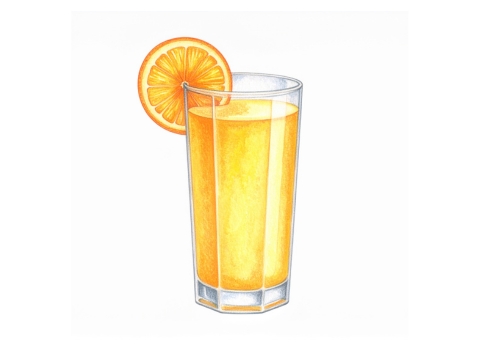 Classic color pencil illustration of a Harvey Wallbanger cocktail