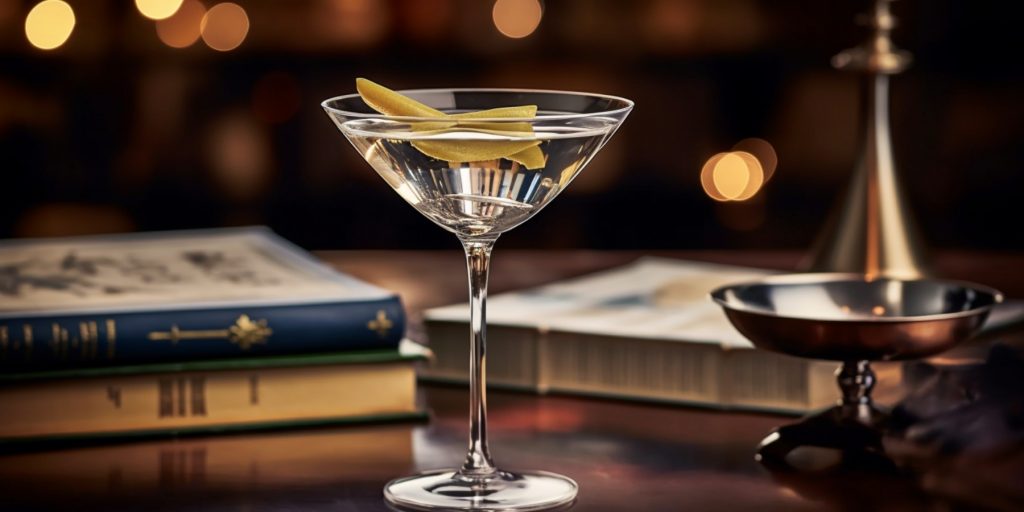 Vesper Martini with lemon peel garnish