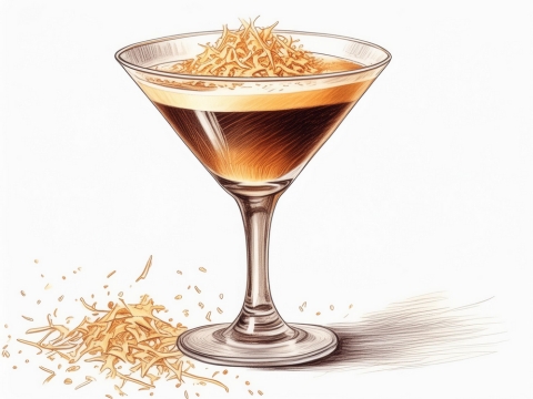Colour illustration of a Parmesan Espresso Martini