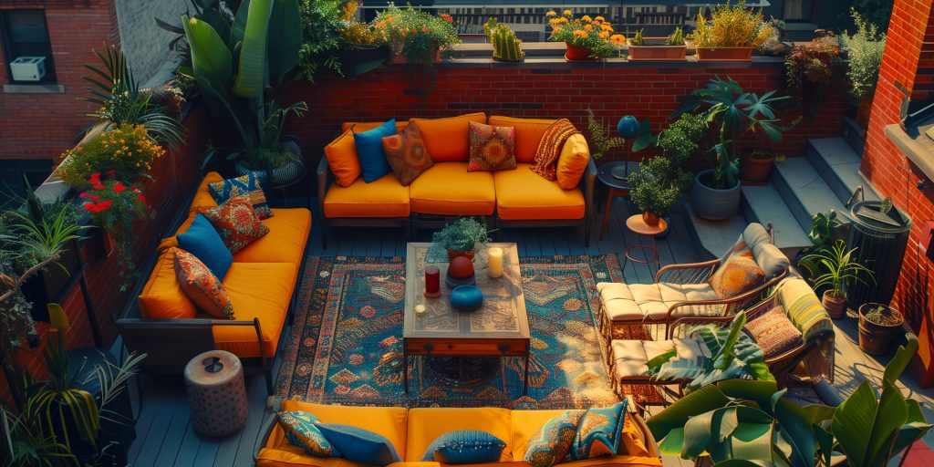 At a rooftop party setup