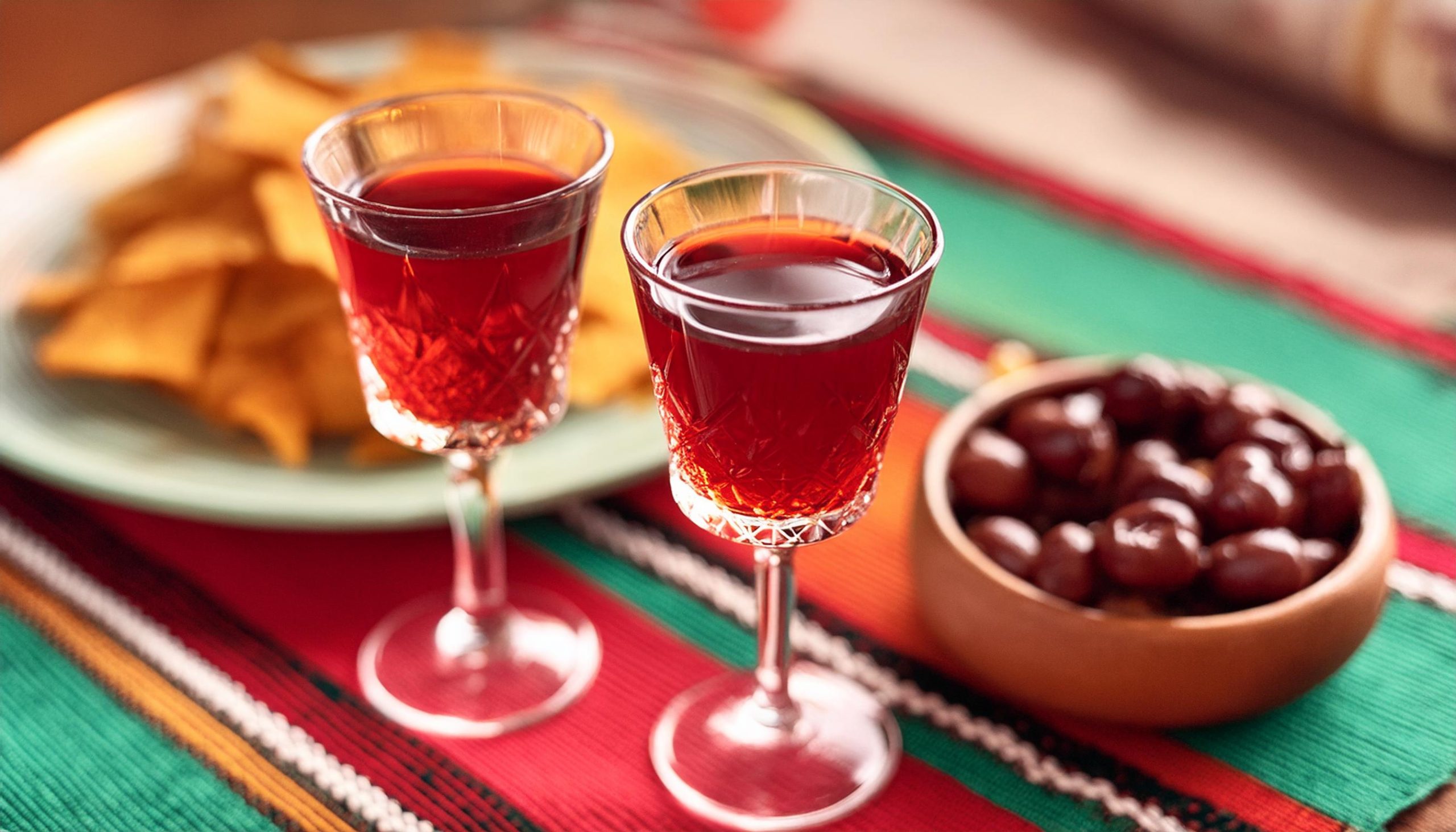 Two Mexican Manhattan cocktails