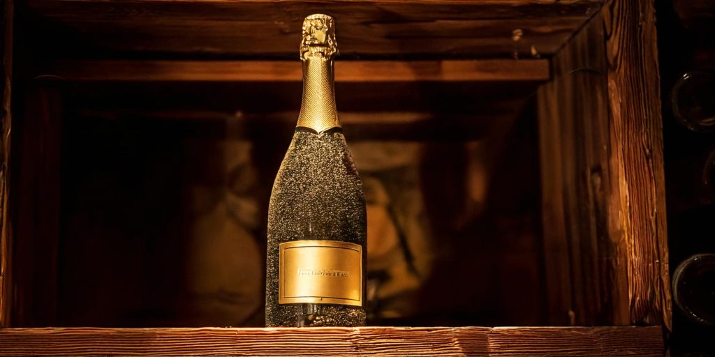 A dusty, vintage bottle of Champagne