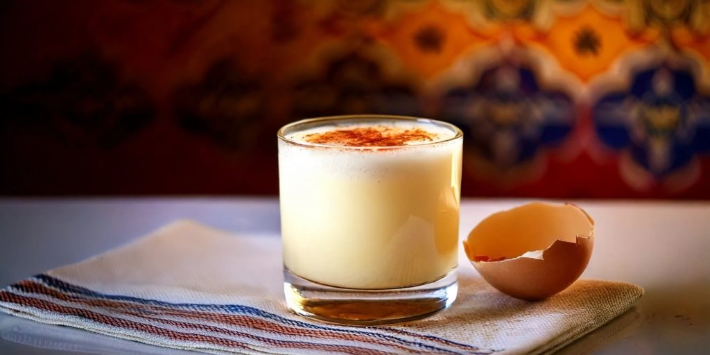 Close-up of a Sotol Sour next to an egg shell