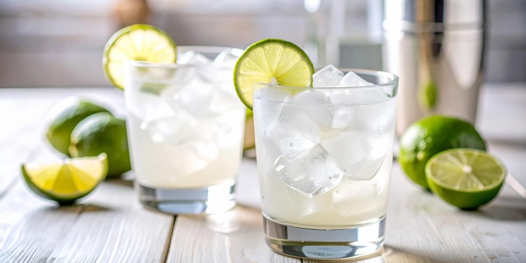 Two Tequila Tonic cocktails with fresh lime garnish