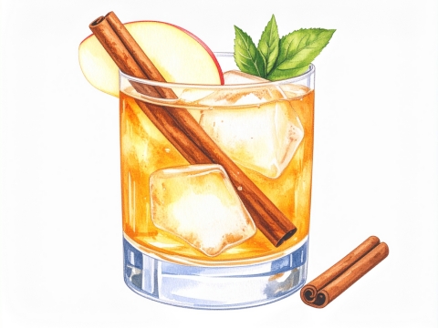 Classic color pencil illustration of a Apple Pie Moonshine