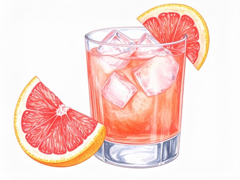 Classic color pencil illustration of a French Blonde cocktail
