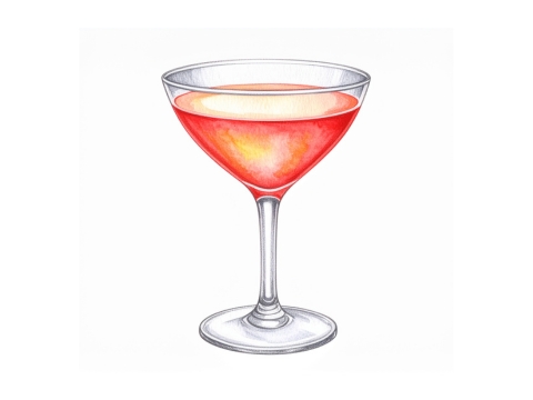 Classic color pencil illustration of a Poison Apple Cocktail