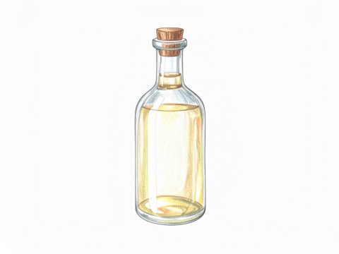 Classic color pencil illustration of a bottle of Simple Syrup