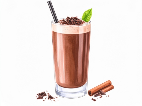 Classic color pencil illustration of a Mudslide cocktail