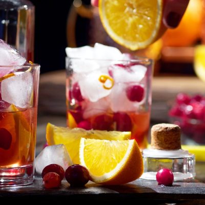 Cranberry Orange Whiskey Sour cocktails