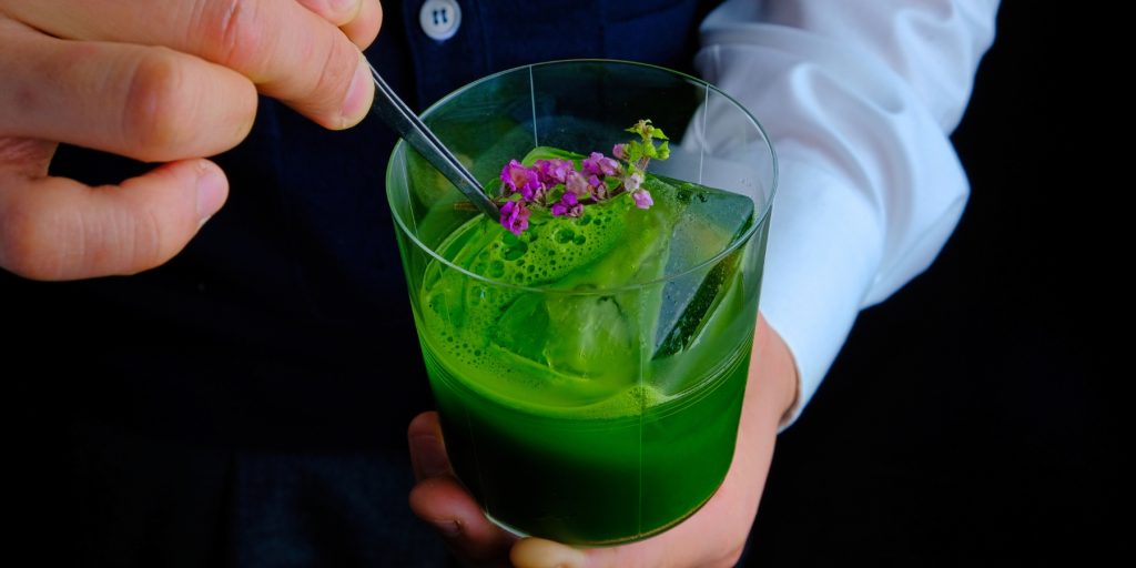 Close up of Takuma Watanabe's famous Tea Ceremony cocktail