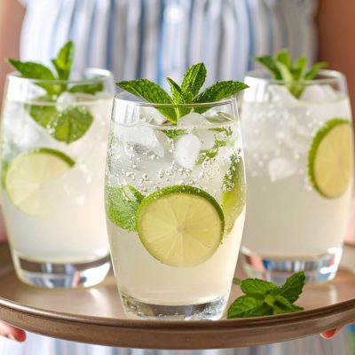 person holding tray of mojitos
