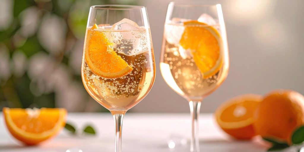 Grand Marnier Spritz cocktails with oranges