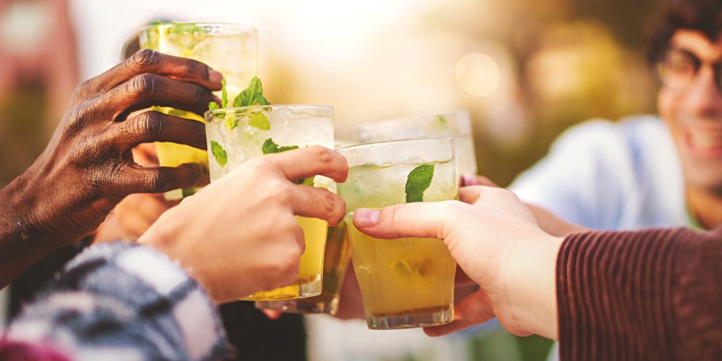 Toasting with easy cocktails at sunset.